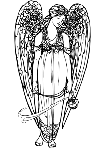 Angel With Lantern Coloring Page